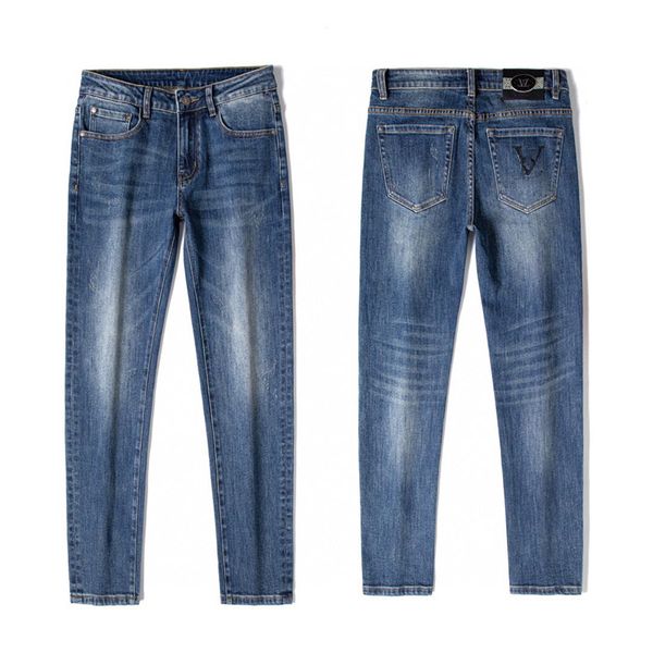 

men's jeans designer world famous men's straight leg jeans style business high-end asian size 28-38, Blue