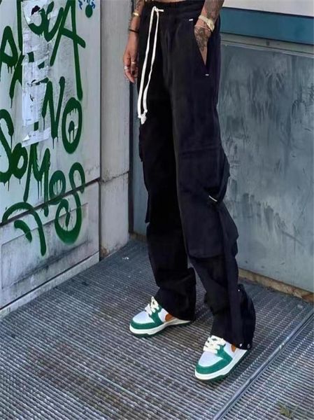 

pants black men women 1 highquality multi button pockets cargo pants drawstring jogger sweatpants9566561