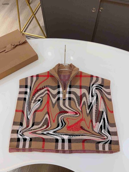 

23ss designer autumn clothing fashion baby poncho half zip design kids jacket size s-l multi color cross stripes child overcoat aug14, Camo