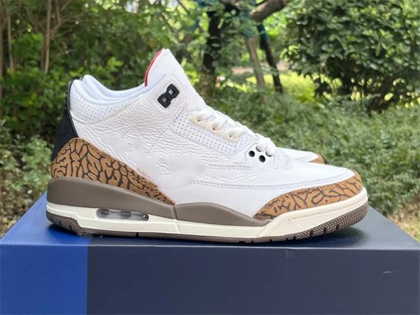 

white brown cement jumpman 3 basketball shoes man/woman sport sneaker with original box fast delivery