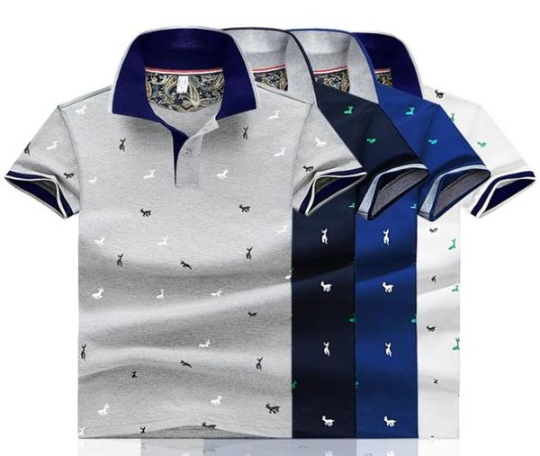 

2019 men summer deer print shirt short sleeve slim fit s fashion streetwear men shirts sports casual golf shirts5439439, White;black
