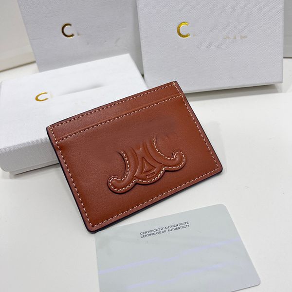 

fashion designer luxury leather wallets short triomphe cuir credit card holder purse bags women of zippy coin purses with original box dust, Brown;gray
