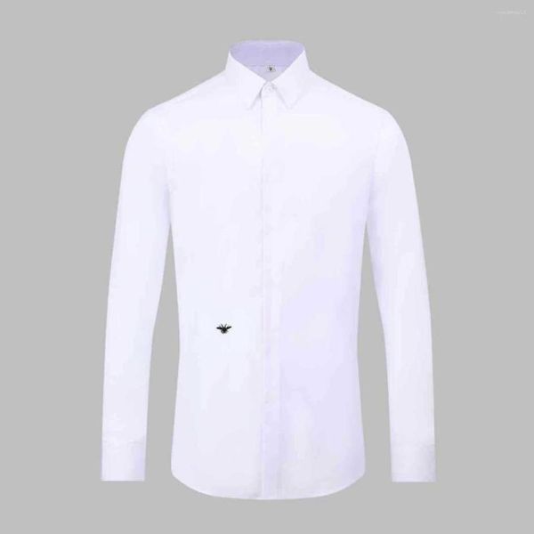 

men039s dress shirts little bee embroidered men39s shirt solid color long sleeve european station business casual style slim5644044, White;black
