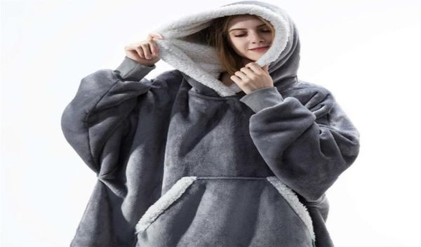 

hooded hoodie women fleece long sweatshirt winter clothes flannel pullovers female indoor blanket with sleeve pajamas216a6322043, Black