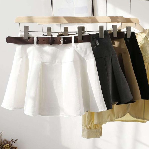 

pure color plated short dress skirts korean womens a shaped skirt, Black