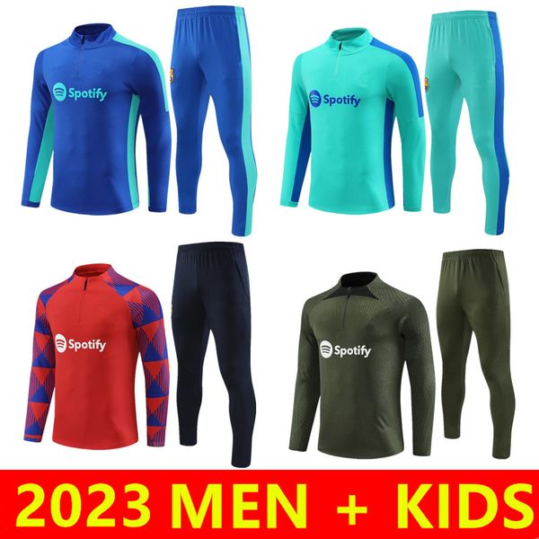 

2023 2024 lewandowski fati pedri soccer jersey tracksuit long sleeve training suits ansu gavi r.araujo 23 24 mens kids football tracksuits k, Black