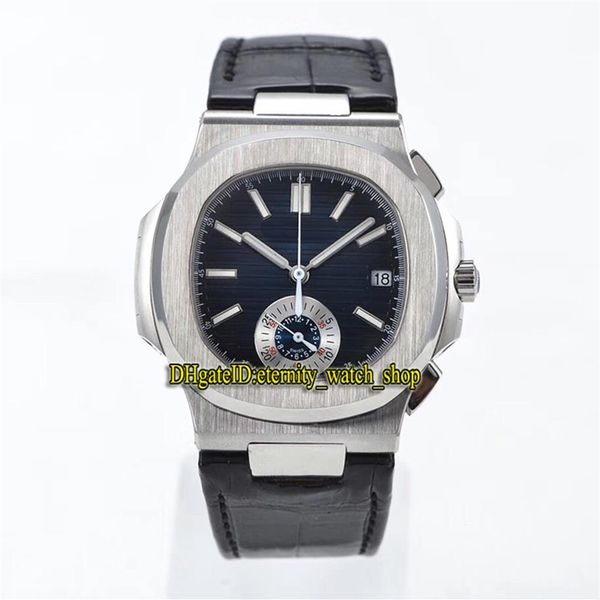 

tw version sport nautilus 5980r-001 blue dial cal ch 28-520 c automatic chronograph 5980 luminous mens watch leather luxury ba251r, Slivery;brown