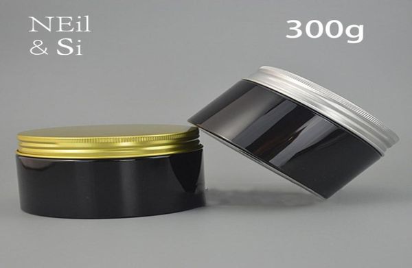 

black 300g plastic cream jar 300ml cosmetic make up face mask lotion packing empty candy pill storage bottle 8048951