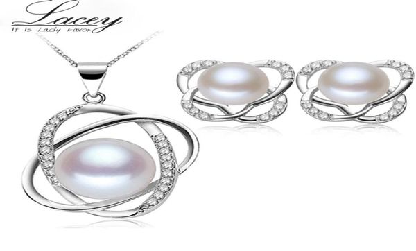 

freshwater pearl necklace earrings jewelry setsreal 925 sterling silver jewelr sets for women7481687, Black