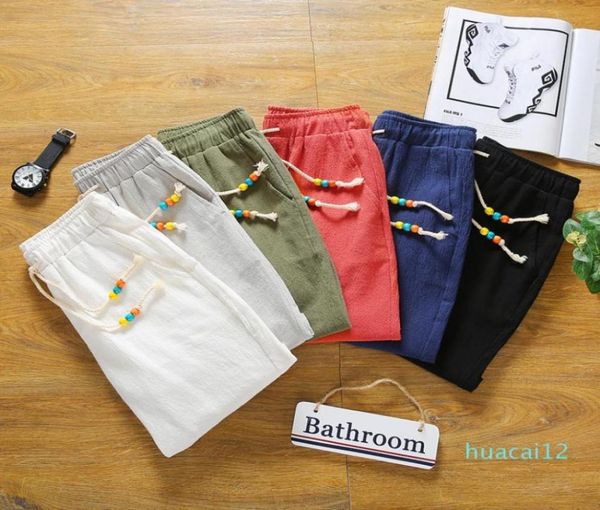 

men039s summer pure plus size elastic linen cotton shorts men039s casual simple style fashion knee length beach s84505226837329, White;black