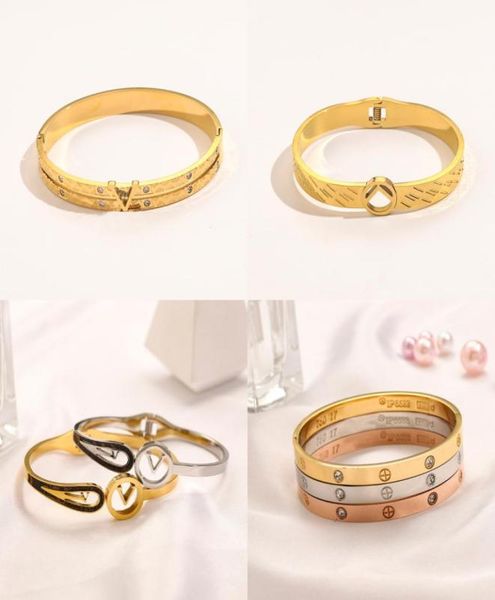 

bracelets bangle bangles 18k gold plated 925 silver plated stainless steel crystal letter lovers gift wristband cuff for women bir2619875, Black