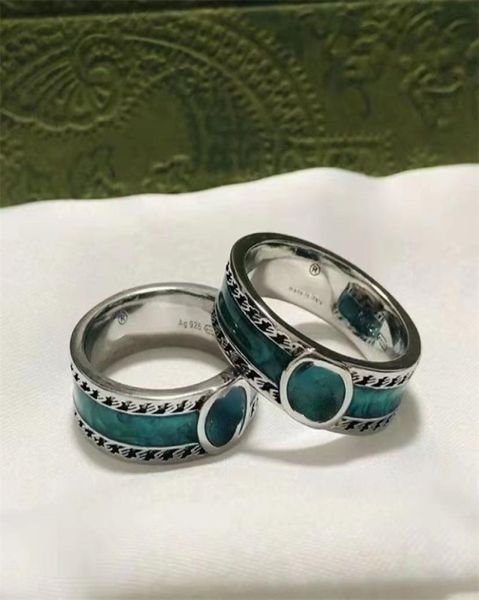 

new retro green enamel ring for men and women couples punk style designer rings6186360, Silver