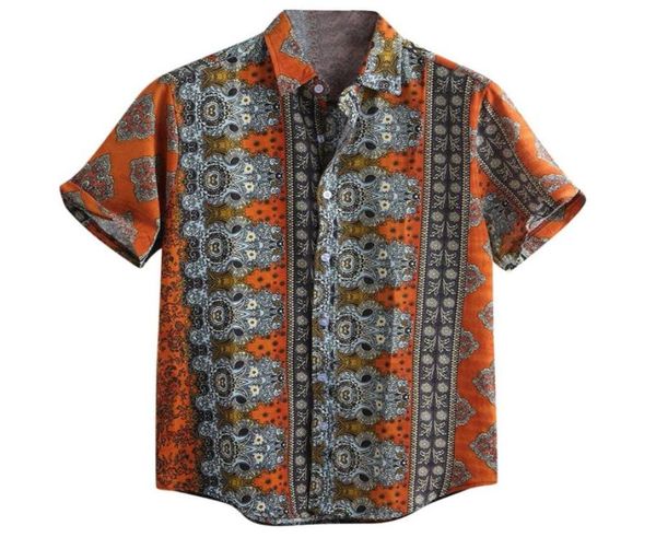 

mens shirts ethnic short sleeve casual cotton linen printing hawaiian shirt blouse korean clothes masculina camisa masculina4630970, White;black