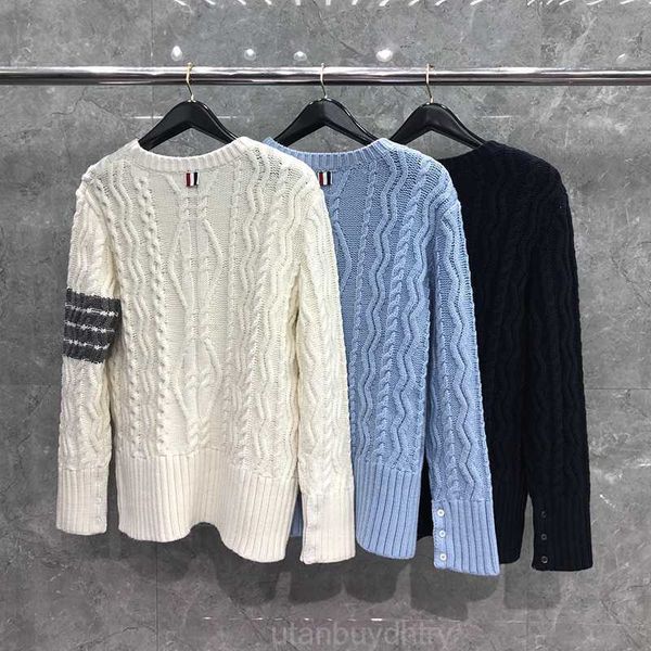 

my0160tb thom men's sweater fashion brand merino wool pullover 4-bar stripe knit fisherman cable crewneck sweater wholesale cxv6, White;black
