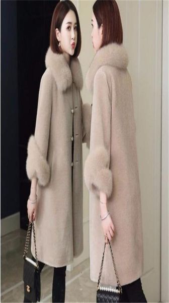 

womens fur faux classic coat midlength style collar imitation sheep shearing particles loose clothing 2210127115767, Black