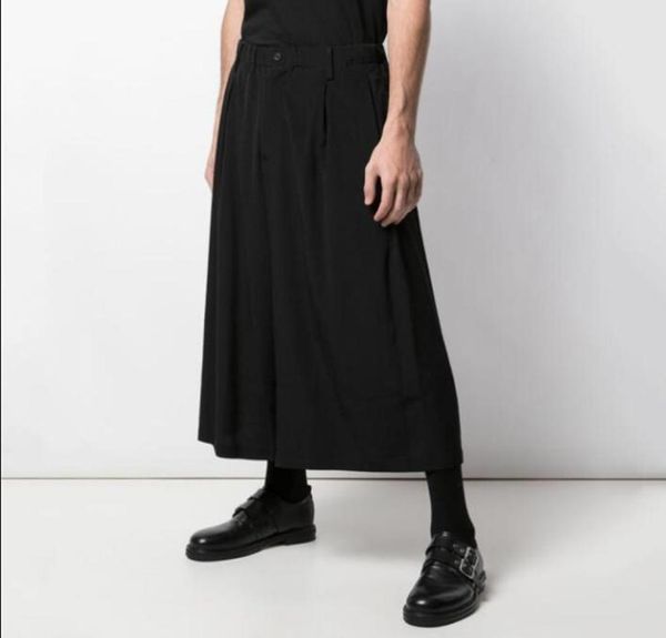 

new european and american trend men039s casual cropped pants hair stylist loose straight pants youth personality wide leg3837757, Black