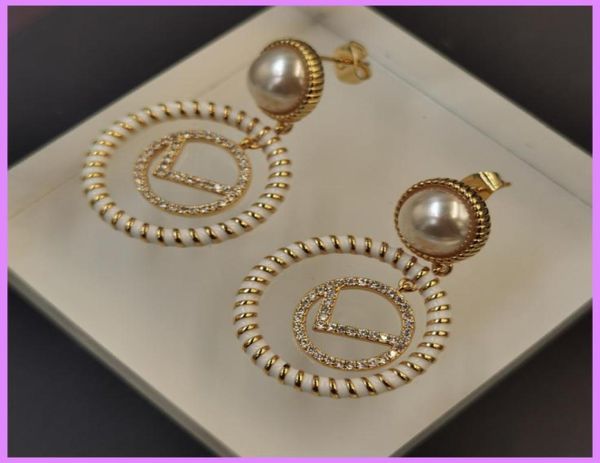 

new big pendant earrings for women designers letter earring street fashion jewelry pearl round earrings mens for gifts with box d25806460, Golden