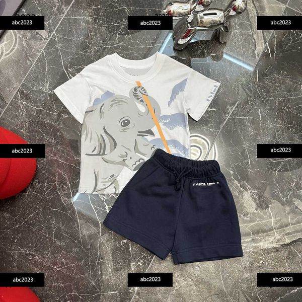 

new kids tracksuits children clothing sets summer t shirts suits 2pcs animal printed t-shirts and shorts new arrival, White