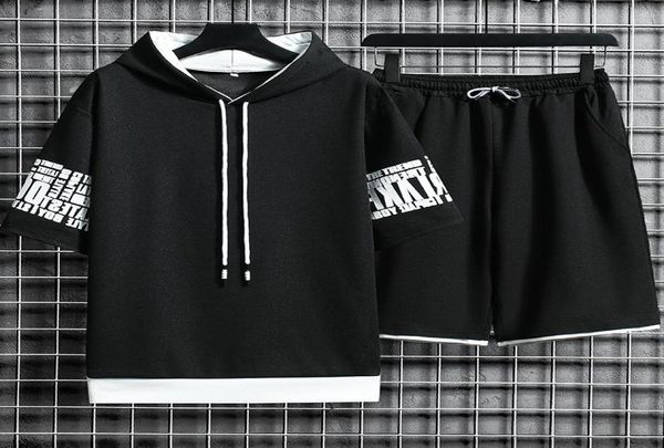 

men039s tracksuits men sets hooded 2022 summer casual mens harajuku tracksuit tshirtshorts two piece short set male sports su1828830, Gray