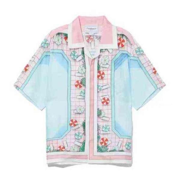 

mhood paris swimming pool short sleeve silk shirt0123457266424, White;black