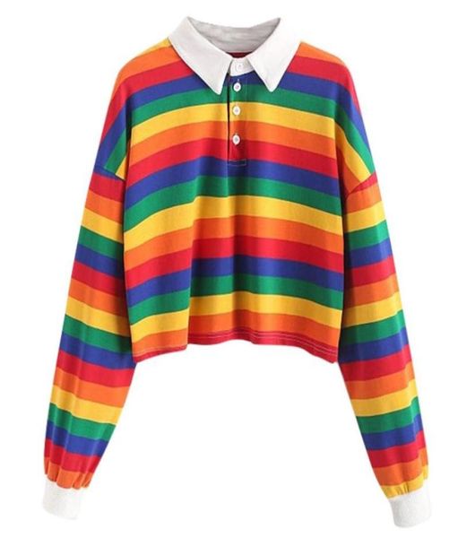 

rainbow sweatshirt for women striped sweatshirt long sleeve cropped pullover casual fashion comfortable daily blouse yl1041546913964, Black