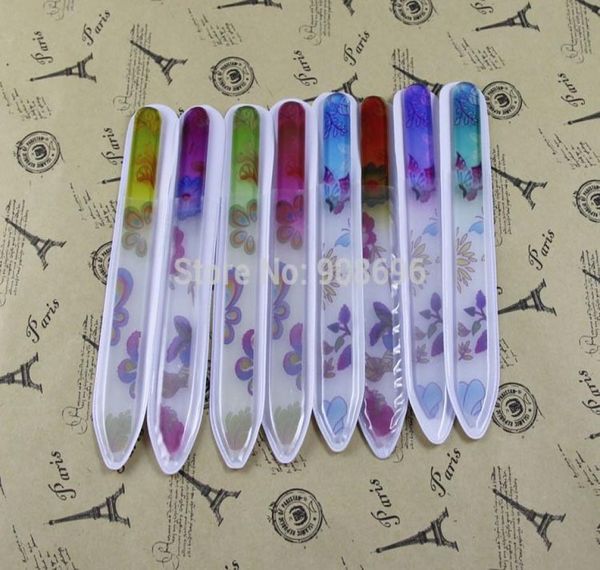 

whole 20pcs printing flower glass nail files crystal nail buffer nail care 55quot 14cm 2434203