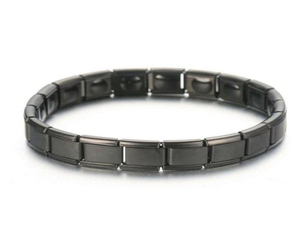 

mens womens germanium stone titanium health relief expandable magnetic bracelet link chain1571245, Black