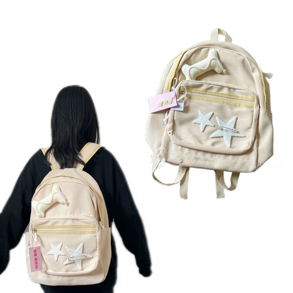

school bags 2023 fashion all match travel mochila star patchwork y2k vintage backpack women light for teenagers students 230821