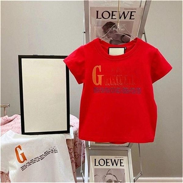 

boys and girls baby summer high order t-shirt classic round neck pure cotton logo letter printing series size 90-160cm g026, Blue