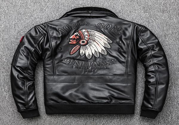 

black indian avatar embroidery g1 flight bomber jackets sheepskin genuine leather jackets motorcycle leather jacket with lamb fur 7702268