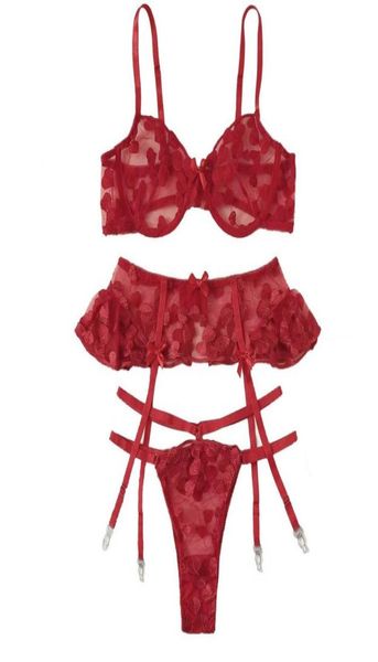 

lace fashion temptation set underwear red lingerie suit female43010052462917, Black;white
