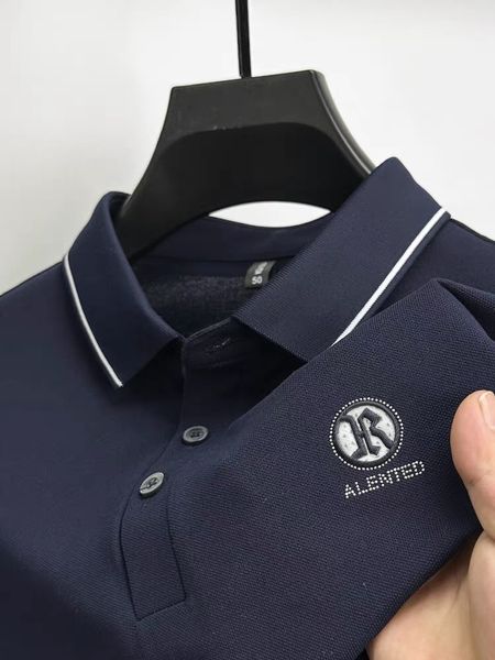 

men's polos high end brand men's long sleeved polo shirt2023 fashion lapel diamond decoration business casual spring and autumn ts, White;black