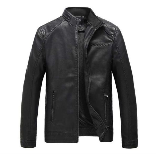 

autumn winter men pu leather jacket plus size l6xl mens casual fur jackets solid clothes fashion motorcycle outerwear4668883, Black