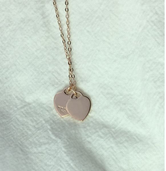 

high end necklace 925 silver pendant necklaces female jewelry exquisite craftsmanship offiicial logo classic double blue heart luxury design