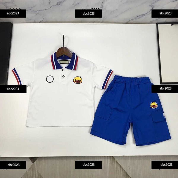 

new tracksuits designer lapel t-shirt suits summer kid sets baby suit 2pcs polo shirt and elastic waistband shorts ing, White