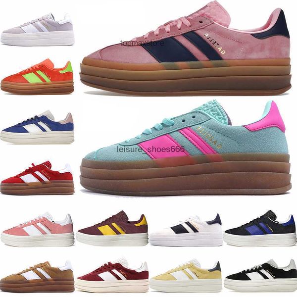 

designer gazelle bold casual shoes men sneakers sports indoor suede trainers pink glow platform shoe adimatic solar orange green flash aqua, Black