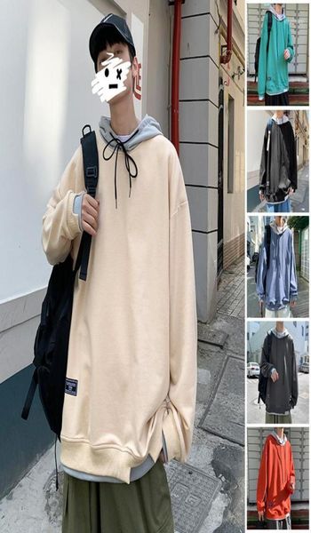 

men039s hoodies casual for teens 2022 autumn male japanese hip hop loose couple harajuku street trendy men oversized hoodie 732833, Black