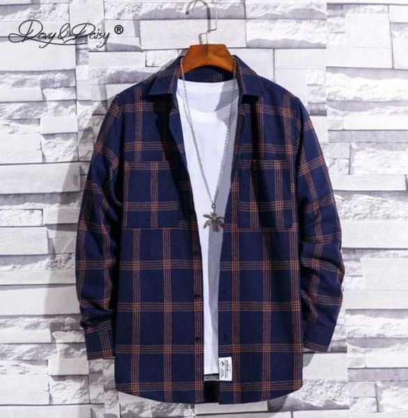 

new men spring autumn casual long sleeve shirts flannel plaid cotton shirt plus size streetwear jacket male brand shirt ms0024495422, White;black