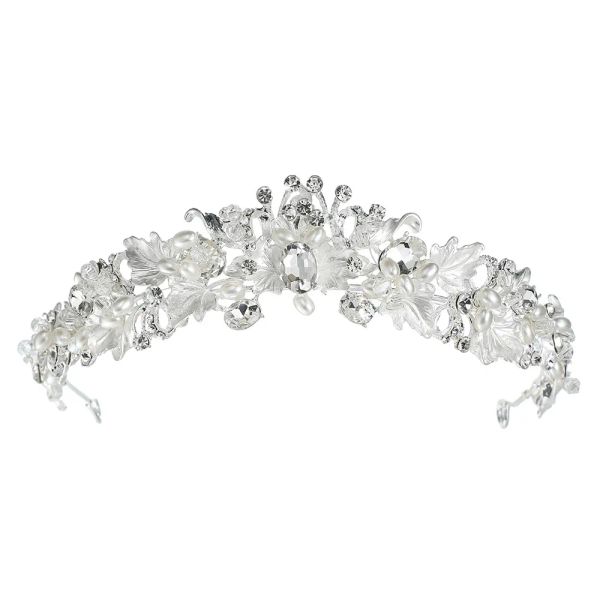 

handmade crystal wedding accessories rhinestone tiara bridal headband crowns headpiece clear pearls for evening partyzz, Silver