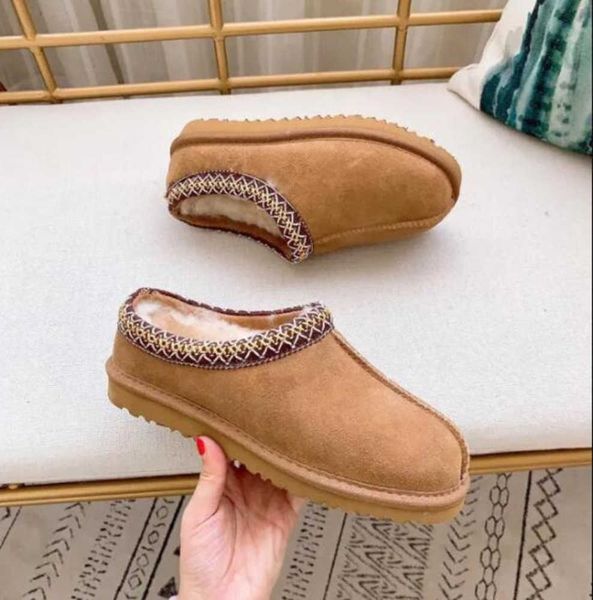 

2024 tasman picture color snow boots sheepskin shearling tazz mules women men ultra mini boot slip-on shoes suede upper comfort fall winter, Black