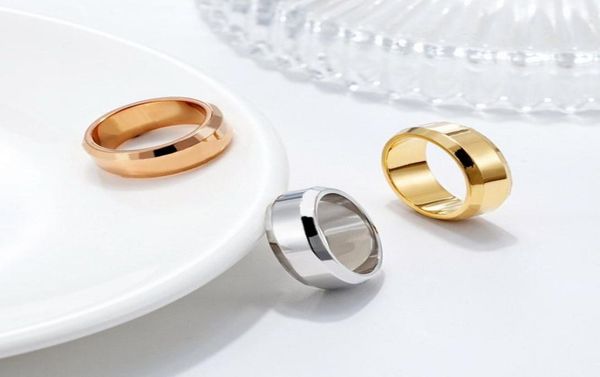 

europe america fashion style rings men lady women titanium steel engraved full v letter 18k gold plated bevel edge lovers ring 3 c4523822, Golden;silver