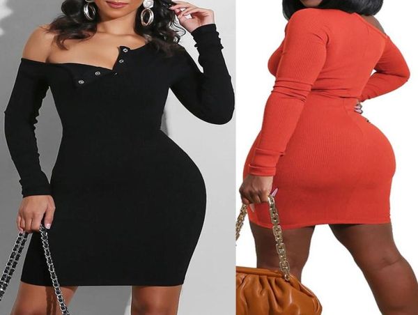 

casual dresses women fashion knitted button slim dress long sleeve solid color5539101, Black;gray