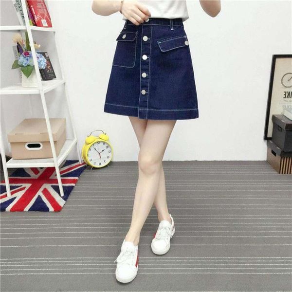 

fat and skirts large size womens clothing mm denim skirt spring summer style fashionable high waist a line short, Black