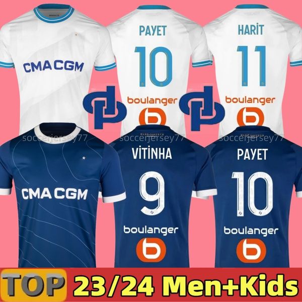 

23 24 maillot marseilles soccer jerseys foot kids kit om olympique 2023 2024 football shirt anniversary special fan player version pre match, Black;yellow