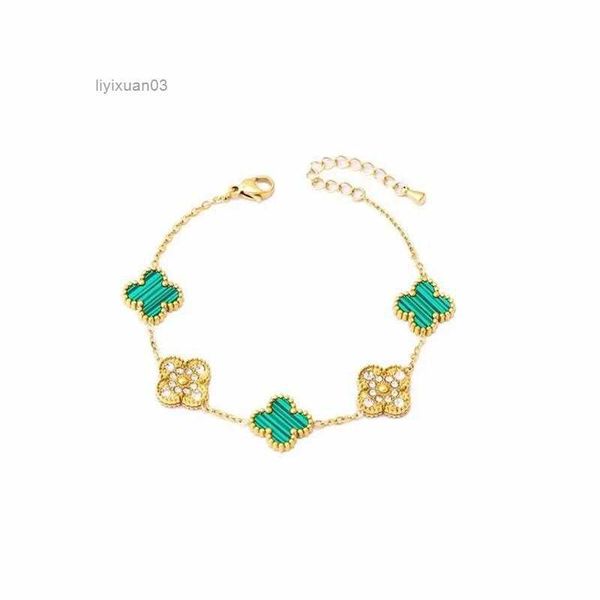 

4/four leaf clover bracelets bracelet love bangle butterfly for women 18k gold plated partner armband chain jewelry charm 2 rhty, Black