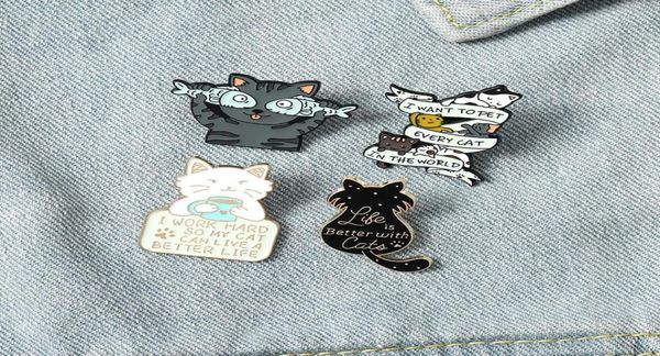 

cute cartoon cats enamel pins colors high quailty fish cat brooches for kids gift lapel pin clothes bags2836289, Gray