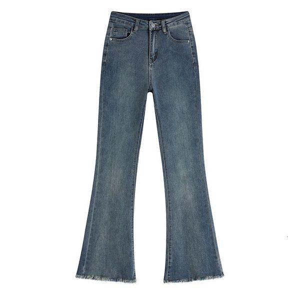 

women's jeans high waisted for women retro simple basic female korean fashion y2k style straight slim flare trousers denim pants 230821, Blue