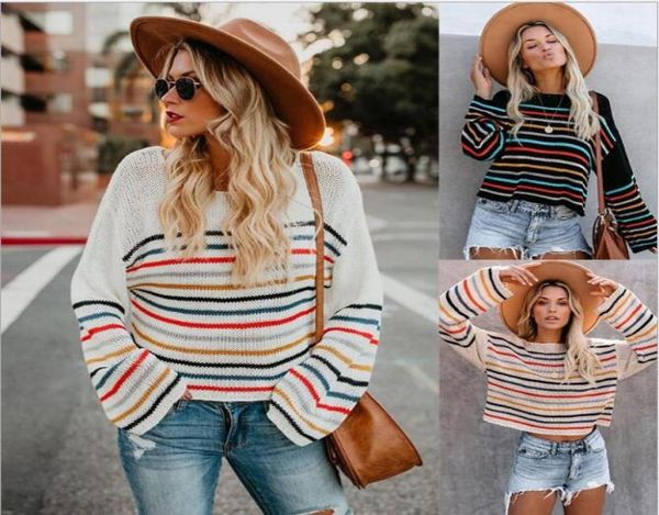 

fashion new womens sweaters round collar knitting long sleeves stripe web celebrity personality hoodie size s2xl5557581, White;black