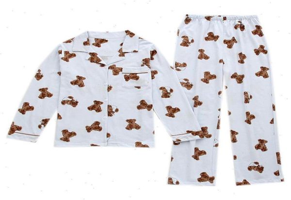 

knitted cartoon bear print sleepwear women home suit four seasons can be worn outside pajamas set longsleeved trousers plus size851359001, Black;red