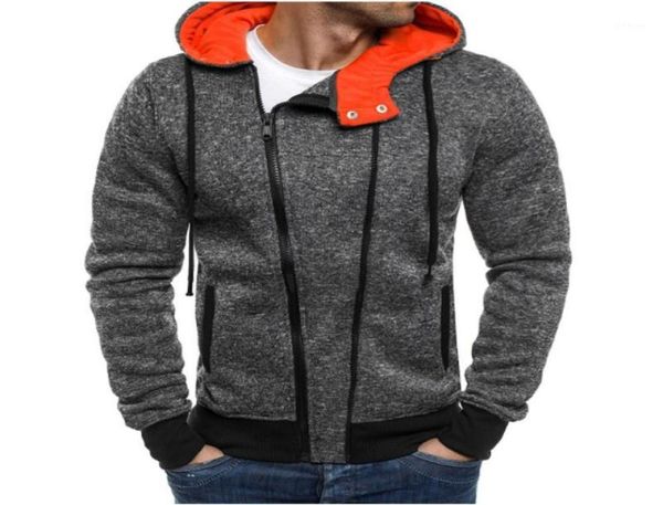 

2018 new autumn fleece hoodies men fashion solid sweatshirts zipper cardigan cotton sportswear slim fit mens tracksuit xxl12511670, Black